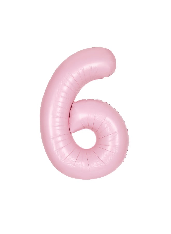 Unique بالون فويل رقم 6 باللون الوردي المات الرائع بحجم 34" - Image 1